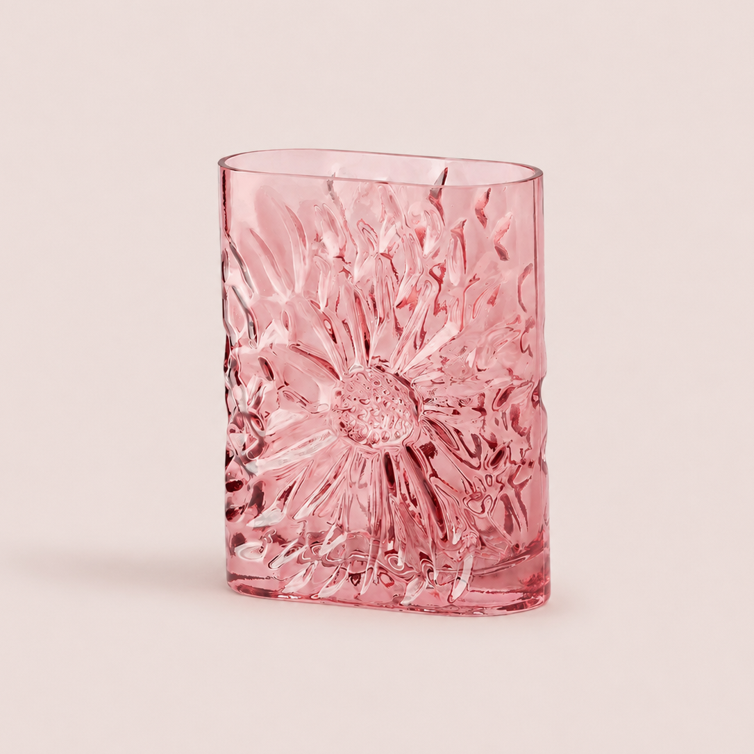 Pressed Glass Vase Pink Small