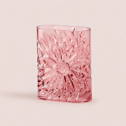 Pressed Glass Vase Pink Small