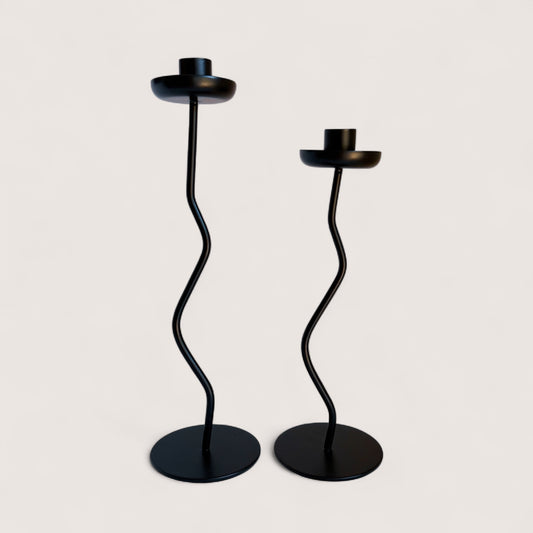 Noir Wave Candle Holders – Set