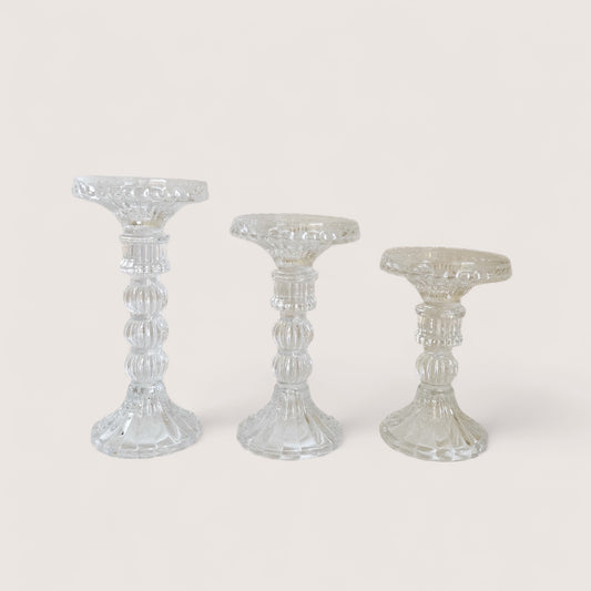 Heritage Glass Candle Holders – Set of 3
