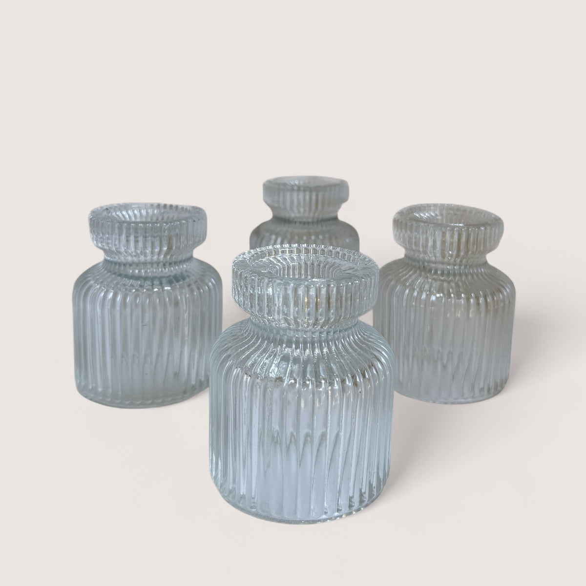 Mini Ribbed Candle Holders – Set of 4