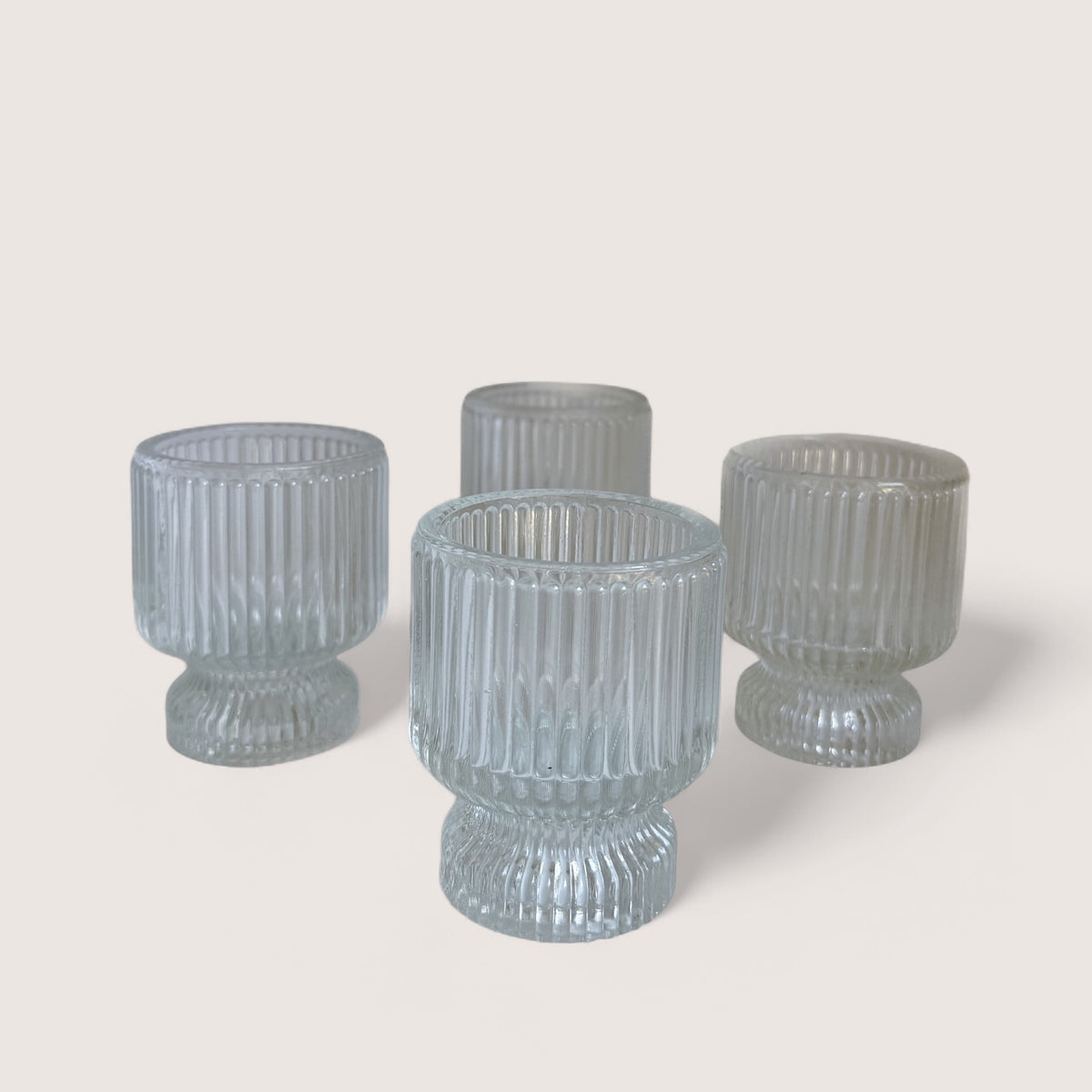 Mini Ribbed Candle Holders – Set of 4